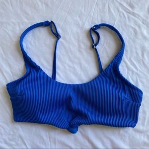 Hollister Ribbed Front Knot Bikini Top Blue M